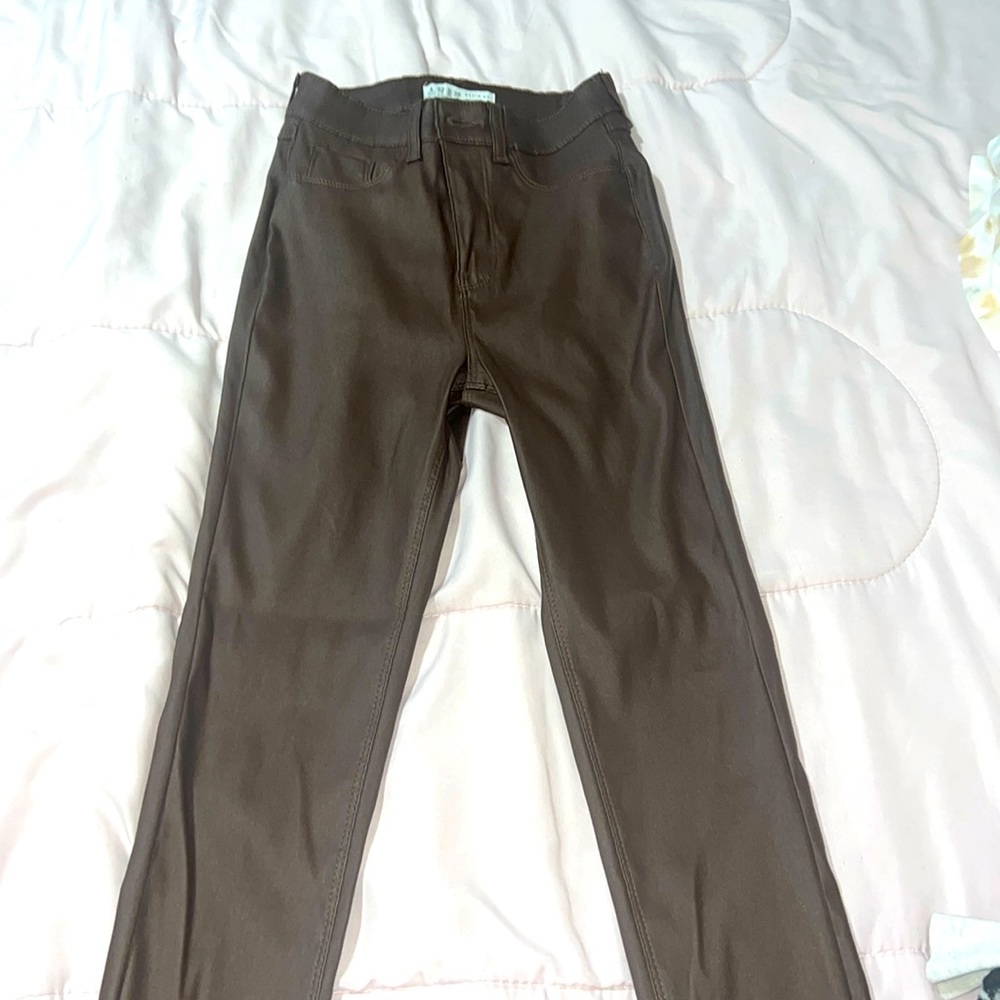 Faux brown leather pants size 0